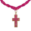 Pendant Fuchsia Twisted Bead Marbled Cross Necklace