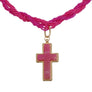 Pendant Fuchsia Twisted Bead Marbled Cross Necklace