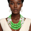 Beaded Green Stone 3 Layer Tribal Necklace Set