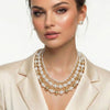 Mixed Media Cream Pearl Gold Chain Layer Necklace