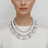 Mixed Media White Pearl Silver Chain Necklace