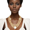Layered Gold Mesh Snake Chain Ball Pearl Necklace