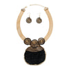 Pendant Black Druzy Stone Wire Tribal Necklace