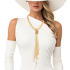Tassel Necklace Gold Teardrop Pearl Leather Set