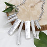 Bib Silver Sculptural Silhouette Glam Bar Necklace