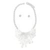 Bib Rigid Silver Oversized Metal Bar Plate Necklace