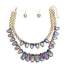 Beaded Black Iridescent Teardrop Bead Necklace