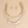 Beaded Clear Iridescent Teardrop Bead Necklace