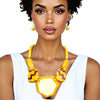 Beaded Pendant Yellow 70's Vibe Necklace for Women
