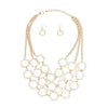 Chain Multi Row Multi Circle Gold Bib Necklace