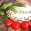 Bib Chunky Red Wooden Heart Bead Necklace