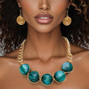 Collar Green Galactic Bead Gold Chain Necklace