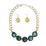 Collar Green Galactic Bead Gold Chain Necklace