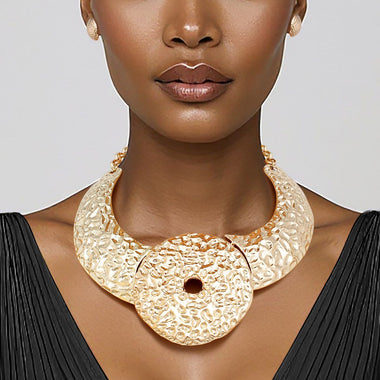 Bib Gold Warrior Chic Armor Plate Disc Necklace