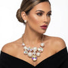 Bib Chunky Aurbo Crystal Pearl Evening Necklace