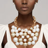Bib Opulent Cream Pearl Gold Chainmaille Necklace