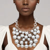 Bib Opulent Ball Bead Silver Chainmaille Necklace