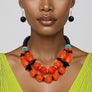 Beaded Orange Stone Ethnic Chic Layered Necklace