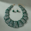 Bib Green Resin and Silver Confetti Large Necklace
