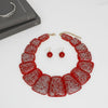 Bib Red Resin and Silver Confetti Large Necklace