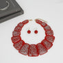 Bib Red Resin and Silver Confetti Large Necklace