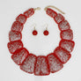 Bib Red Resin and Silver Confetti Large Necklace
