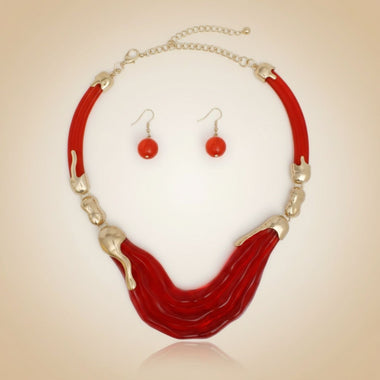 Bib Transparent Red Melted Design Necklace