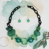 Beaded Green Chunky Mixed Bead Tribal Necklace