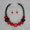 Beaded Red Chunky Mixed Bead Tribal Necklace