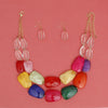 Collar Vibrant Marbled Multicolor Bead Necklace