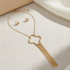 Pendant Gold Trending Quatrefoil Fringe Necklace