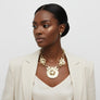 Bib Oversized Gold Sculptural Metal Disc Necklace