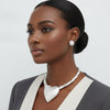 Pendant Matte Silver Bamboo Heart Modern Necklace