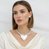 Pendant Matte Silver Bamboo Heart Modern Necklace