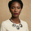 Bib Polished Silver Sculptural Metal Disc Necklace