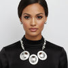 Bib Polished Silver Sculptural Metal Disc Necklace
