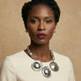 Bib Polished Silver Sculptural Metal Disc Necklace