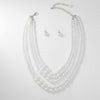 Glass Pearl White 5 Strand Long Layer Necklace