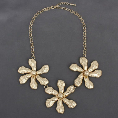 Bib Gold Chunky Floral Organic Petal Necklace
