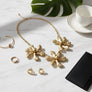 Bib Matte Gold Chunky Floral Organic Necklace