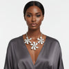 Bib Matte Silver Chunky Floral Organic Necklace
