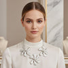 Bib Matte Silver Chunky Floral Organic Necklace