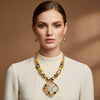 Pendant Confetti Resin Yellow Gold Bead Necklace