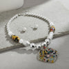 Pendant Confetti Resin White Silver Bead Necklace