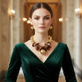 Chunky Stone Disc Gold Ball Bead Toggle Necklace