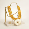 Tribal Yellow Stone Bead Hammered Gold Necklace