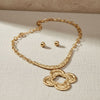 Chunky Pendant Gold Hammered Quatrefoil Necklace