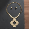 Pendant Matte Gold Hammered Quatrefoil Necklace
