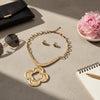 Pendant Matte Gold Hammered Quatrefoil Necklace