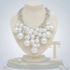 White Pearl Cluster Opulent Chunky Bib Necklace